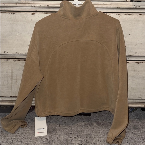 Lululemon Softstreme Perfectly Oversized Cropped Half Zip Tan Size 10 - Picture 4 of 4